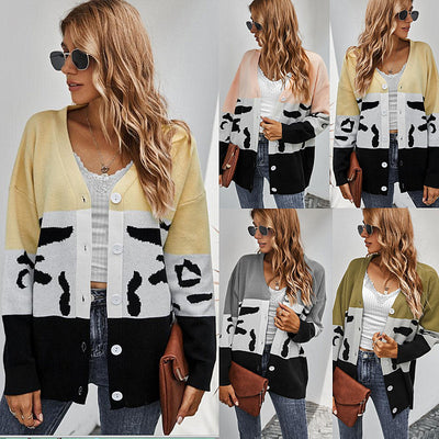 product contrast cardigan sweater coat