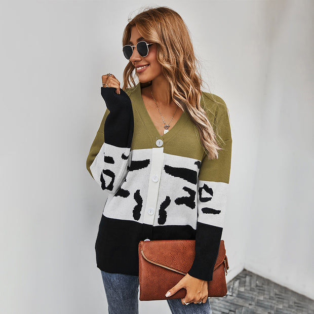 product contrast cardigan sweater coat