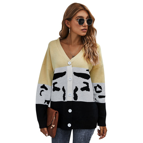 product contrast cardigan sweater coat