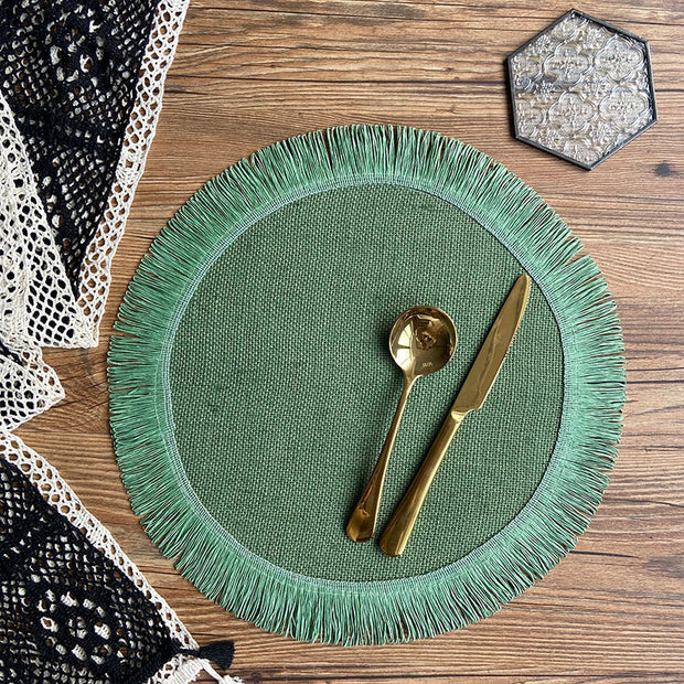 Home Decor Handwoven Jute Tassel Placemats