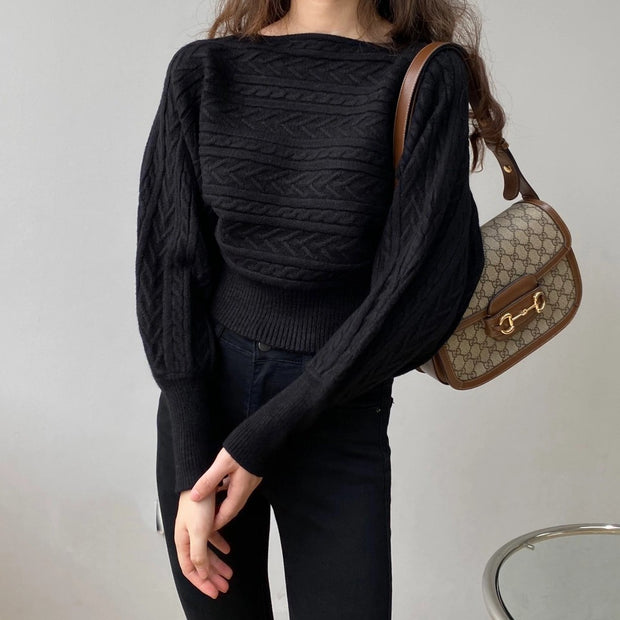 Feminine Temperament Wears Round Neck Short Sweater