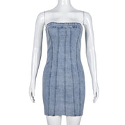 Fashion Backless Tube Denim Dress Summer Sexy Slim Short Dresses For Women Clothing